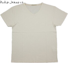 Nudie Jeans co/ヌーディージーンズ LASSE LOOSE V-NECK 半袖VネックTシャツ/無地Vネックカットソー OFF WHITE(オフホワイト)