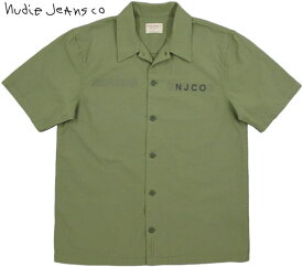 Nudie Jeans co/ヌーディージーンズ SVANTE ARMY SHIRT 半袖アーミーシャツ/ミリタリーシャツ/ファティーグシャツ BEECH GREEN(ライトオリーブ)