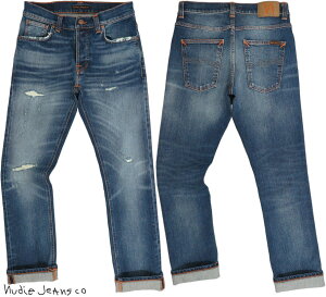Nudie Jeans co/�k�[�f�B�[�W�[���Y GRIM TIM(�O�����e�B��)straight slim fit with normal rise BROKEN PROMISES(�u���[�N�� �v���~�V�[�Y)/�N���b�V��&���y�A�W�[���Y