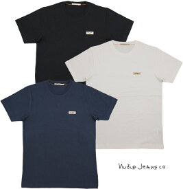 Nudie Jeans co/ヌーディージーンズ DANIEL LOGO TEE ワンポイント刺繍ロゴ入り、半袖Tシャツ/ワンポイントTEE
