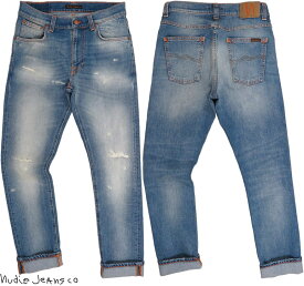 Nudie Jeans co/ヌーディージーンズ LEAN DEAN/リーンディーン BROKEN SUMMER(ブロークン サマー) 12 oz. comfort stretch denimクラッシュ＆リペア・ストレッチスキニーデニムパンツ