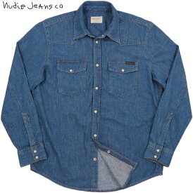 Nudie Jeans/ヌーディージーンズ GEORGE SNAP OUT OF TT DENIM Regular fit shirt made in organic cotton. デニムウェスタン/ウェスタンデニムシャツ