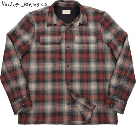 Nudie Jeans/ヌーディージーンズ STEN SHADOW CHECK WOOL ウール、シャドウチェックシャツ/ウール混チェックシャツ POPPY RED(ポピーレッド)