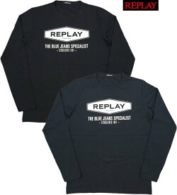 REPLAY/リプレイM3850 THE BLUE JEANS SPECIALIST T-SHIRT 長袖プリントTシャツ/ロゴ入り長袖カットソー