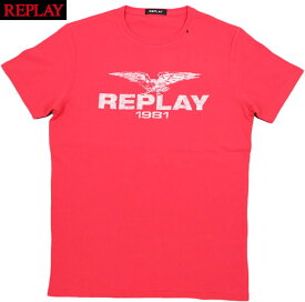 REPLAY/リプレイ M3768 REPLAY 1981 EAGLE T-SHIRT プリント入り、カットソー/半袖プリントTシャツ S.PINK(ピンク)