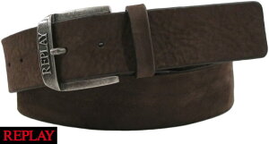 REPLAY/���v���C AM2532 BELT IN NUBUCK LEATHER �k�o�b�N���U�[�x���g OLD GREY(�O���[�u���E��)