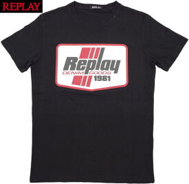 REPLAY/リプレイ M3037 REPLAY T-SHIRT WITH FRAME 半袖プリントTシャツ BLACK(ブラック)