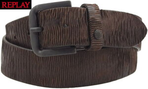REPLAY/���v���C AM2624 LEATHER BELT WITH CARVING EFFECT �^�������U�[�x���g PINO(�`���R���[�g�u���E��)