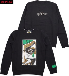 REPLAY/���v���C M3574 CREWNECK SWEATSHIRT WITH REPLAY TRIBUTE LIMITED EDITION BATMAN E JOKER GLITTER PRINT �o�b�g�}���X�E�F�b�g�V���c/�W���[�J�[�g���[�i�[ BLACK(�u���b�N)