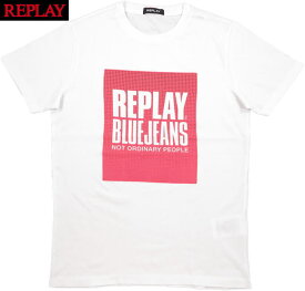 REPLAY/リプレイ M3365 REPLAY BLUE JEANS NOT ORDINARY PEOPLE CREWNECK T-SHIRT 半袖プリントTシャツ/カットソー WHITE(ホワイト)
