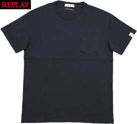 REPLAY/リプレイ M3350 ESSENTIAL CREWNECK T-SHIRT IN COTTON 半袖ポケット付きTシャツ/カットソー DARK BLUE(ダークブルー)