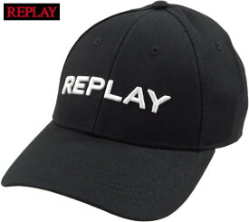 REPLAY/リプレイ AX4161 CAP WITH BILL IN COTTON 刺&#32353;ロゴ入りキャップ/ベースボールキャップ/ロゴ刺繍キャップ BLACK(ブラック)