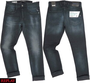 REPLAY/���v���C M914Y 573 BIO SLIM FIT ANBASS JEANS 573�o�C�I�E�X�����t�B�b�g �g�A���o�X�h�W�[���Y 10.5oz BLUE/BLACK STRETCH DENIM