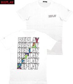 REPLAY/リプレイ M6008 COTTON T-SHIRT WITH REPLAY PRINT 半袖バックプリントTシャツ/カットソー WHITE(ホワイト)