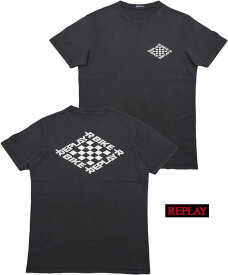 REPLAY/リプレイ M6025 REPLAY BIKE PRINT JERSEY T-SHIRT ひび割れバックプリントTシャツ/カットソー BLACKBOARD(ブラックボード)