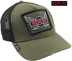 REPLAY/リプレイ AM4312 REPLAY MESH CAP 刺繍ロゴ入り、メッシュキャップ DK GREEN(ダークグリーン)