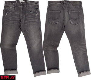 REPLAY/���v���CM914Q SLIM FIT ANBASS AGED ECO 5 YEAR JEANS �X�����t�B�b�g�E�u���b�N �X�g���b�`�W�[���Y�g�A���o�X�h 12oz WHITE WEFT BLACK POWER STRETCH DENIM