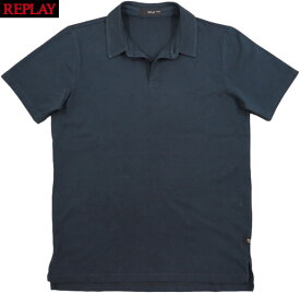 REPLAY/リプレイ M6454 JERSEY POLO SHIRT 半袖ポロシャツ、ポロカットソ－ BLUE(ネイビーブルー)