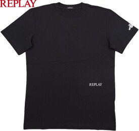 REPLAY/リプレイ M6758 JERSEY T-SHIRT WITH ARCHIVE LOGO PRINT 半袖アーカイブロゴプリントTシャツ/カットソー BLACK(ブラック)