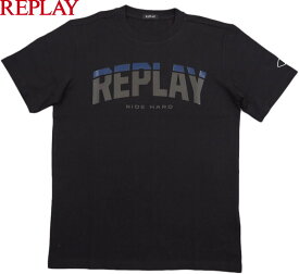 REPLAY/リプレイ M6762 REGULAR FIT JERSEY T-SHIRT WITH PRINT 半袖プリントTシャツ/カットソー BLACK(ブラック)