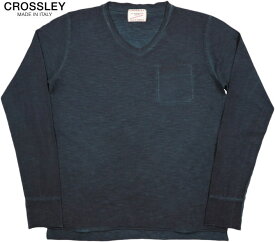 CROSSLEY/クロスリー FILLIM L/S V-NECK TEE ポケット付き、長袖VネックTシャツ/カットソー NAVY(ネイビー)