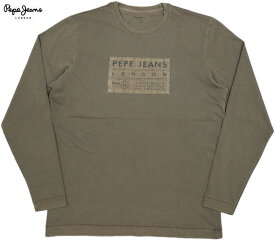 Pepe Jeans/ペペジーンズ PM507459 CLIFFORD LONG SLEEVE T-SHIRT 長袖プリントTシャツ/ピグメントダイ長袖カットソー WALNUT(ウォールナッツ)