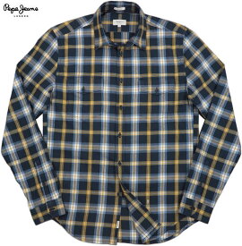 Pepe Jeans/ペペジーンズ PM306750 TRAFFORD CHECKED SHIRT 綿チャックシャツ/ソフトフランネルチェックシャツ MULTI(ネイビー×イエロー×ホワイト)