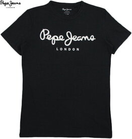 Pepe Jeans/ペペジーンズ PM501594 ORIGINAL STRETCH BASIC LOGO T-SHIRT ベーシックロゴプリントTシャツ/ストレッチカットソー BLACK(ブラック)