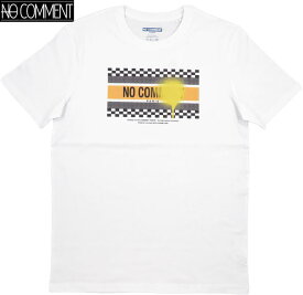 NO COMMENT PARIS/ノーコメントパリ ULTN069-1 ORANGE CHECKER 半袖プリントTシャツ/カットソー WHITE(ホワイト)