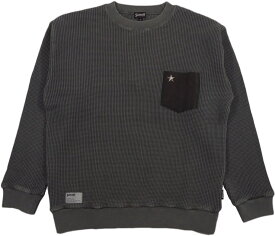 Schott/ショット LEATHER POCKET THERMAL T-SHIRT 星型スタッズ入りディアースキンポケット、サーマル長袖カットソー BLACK(ブラック)