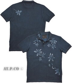AT.P.CO/アティピコ A245P fab.P05 S/S POLO SHIRT 刺繍＆プリント入り、半袖ポロシャツ NAVY(ネイビー)