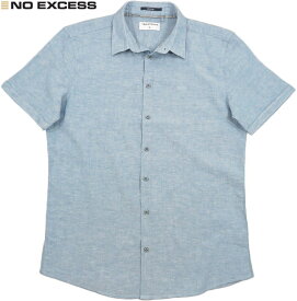 NO EXCESS/ノーエクセス Lot No. 19490317 Shirt Short Sleeve 2 Colour Melange With Linen 半袖 麻混シャツ/リネンシャツ BLUE(ブル－)
