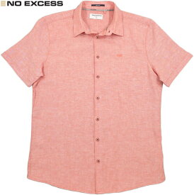 NO EXCESS/ノーエクセス Lot No. 19490317 Shirt Short Sleeve 2 Colour Melange With Linen 半袖 麻混シャツ/リネンシャツ PAPAYA(パパイヤピンク)
