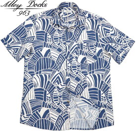 ALLEY DOCKS 963/アレイドックス963 AU24S20CA リネンコットンハワイアンシャツ/カッタウェイカラーシャツ BLUE(ブルー)