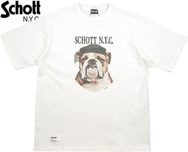 Schott/ショット #7823134045 S/S T-SHIRT “BULLDOG” ブルドッグプリントTシャツ/半袖プリントTシャツ/カットソー OFF WHITE(オフホワイト)