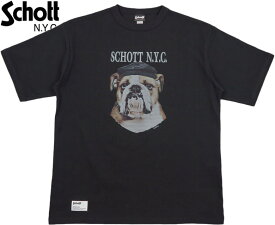 Schott/ショット #7823134045 S/S T-SHIRT “BULLDOG” ブルドッグプリントTシャツ/半袖プリントTシャツ/カットソー BLACK(ブラック)