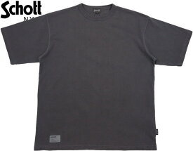 Schott/ショット #7823934010 PIGMENT O/D S/S T-SHIRT ピグメントダイ、半袖Tシャツ/カットソー BLACK(ブラック)