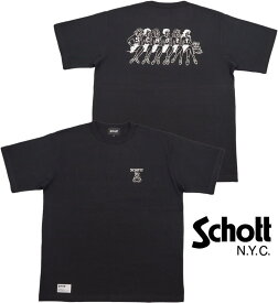 Schott/ショット S/S T-SHIRT “GIRLS WITH BULLDOG” バックプリントTシャツ/プリントTEE BLACK(ブラック)