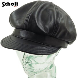 Schott/ショット#3129113 LEATHER NEWSBOY CAP レザーキャスケット BLACK(ブラック)