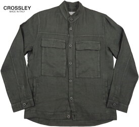 CROSSLEY/クロスリー BILAS LINEN STANDCOLLAR JACKET スタンドカラーリネンジャケット/ミリタリージャケット MILITARY(オリーブ)