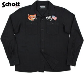 Schott/ショット #3165044 SOUVENIR SHIRT“TIGER＆FLAG”“タイガー＆フラッグ”スカシャツ/レーヨンスカシャツ BLACK(ブラック)
