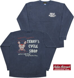 INDIAN MOTORCYCLE/インディアンモーターサイクル L/S T-SHIRT"TERRY'S CYCLE SHOP" 長袖バックプリントTシャツ NAVY(ネイビー)/IM66820【楽ギフ_包装】