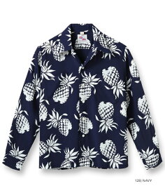 DUKE KAHANAMOKU SPECIAL EDITION/デューク・カハナモク スペシャルエディション L/S RAYON HAWAIIAN SHIRT“DUKE'S PINEAPPLES” デュークス・パイナップル柄、長袖レーヨンアロハシャツ/ハワイアンシャツ NAVY(ネイビー)/Lot No. DK26793