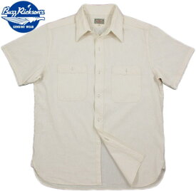 BUZZ RICKSON'S/バズリクソンズ WHITE CHAMBRAY WORK SHIRTS (SHORT SLEEVE) 半袖ホワイトシャンブレー ワークシャツ/白シャツ OFF WHITE(オフホワイト)/Lot No. BR35857