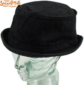 SUGAR CANE/シュガーケーン 10oz. DENIM PORKPIE HAT 10オンス、ブラックデニム・ポークパイハット BLACK(ブラック)/Lot No. SC02466