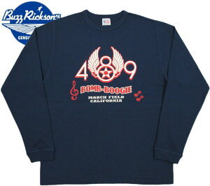 BUZZ RICKSON'S/�o�Y���N�\���Y L/S T-SHIRT�g489th BOMB. SQ.�h�����v�����gT�V���c/�J�b�g�\�[ NAVY(�l�C�r�[)/BR68078