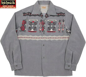 STYLE EYES/スタイルアイズ“TRIBE MOTIFS”CORDUROY SPORTS SHIRT トライブモチーフ・コーデュロイオープンカラーシャツ/スポーツシャツ GRAY(グレー)/SE27989