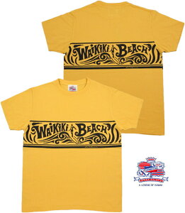 DUKE KAHANAMOKU/�f���[�N�E�J�n�i���N S/S T-SHIRT�gWAIKIKI BORDER�h�����v�����gT�V���c GOLD(�S�[���h�C�G���[)/DK77880