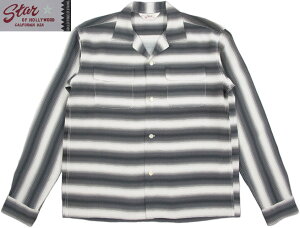 STAR OF HOLLYWOOD/�X�^�[�I�u�n���E�b�h�gGRADATION STRIPES�h HIGH DENSITY RAYON L/S OPEN SHIRT �O���f�[�V�����g���C�v�A�����x���[���������I�[�v���J���[�V���c OFF WHITE(�I�t�z���C�g)/SH28121