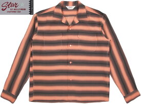 STAR OF HOLLYWOOD/スターオブハリウッド“GRADATION STRIPES” HIGH DENSITY RAYON L/S OPEN SHIRT グラデーショントライプ、高密度レーヨン長袖オープンカラーシャツ PINK(ピンク)/SH28121